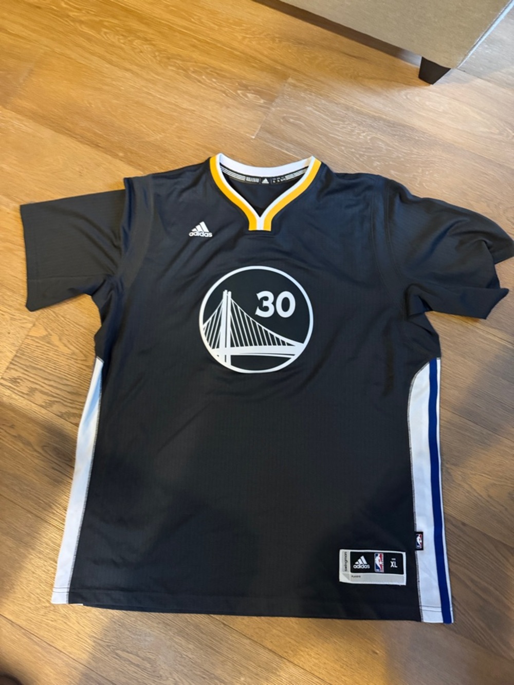 adidas Black and Yellow Golden State Warriors #30 Jersey
